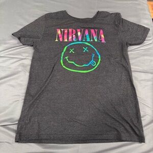 Nirvana Smiley Face Rainbow Logo Band Tee Urban Outfitters UO Grunge Rock XL